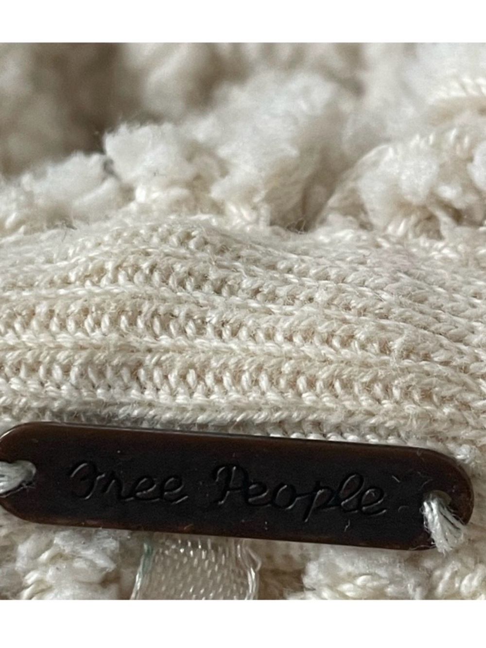 Free People Cream Knit Cowl Sweater with Tassel Tie - Picture 7 of 10